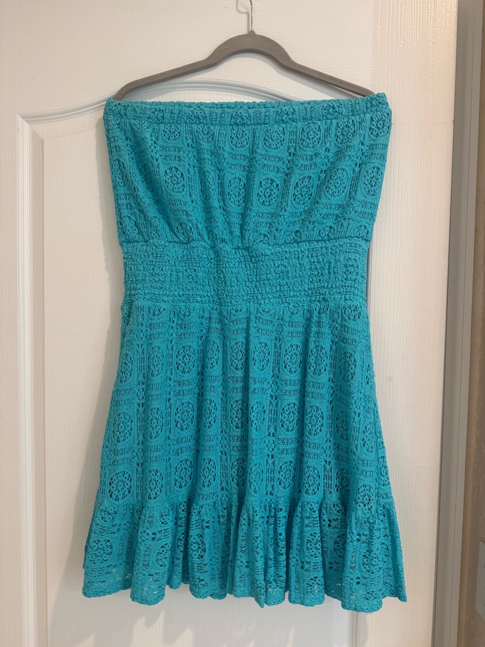 VENUS Turquoise Crochet Strapless Summer Dress